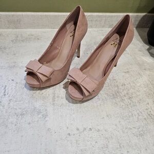 Miss KG Pink Peep-Toe Heels with Bow